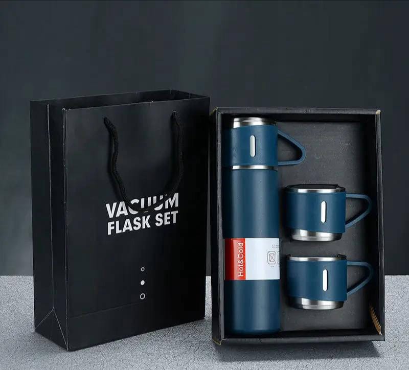 STAINLESS STEEL VACUUM FLSSK SET WITH 2 CUPS,5OOML